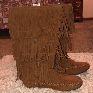 Boots Brown Fringe Moccasins